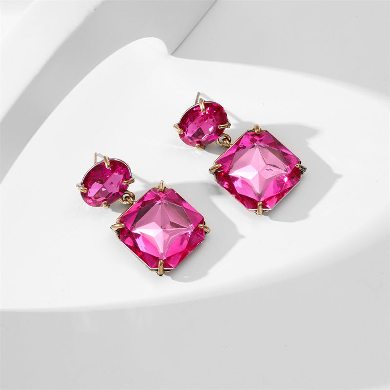 Wholesale Jewelry Inlaid Colored Rhinestone Alloy Earrings